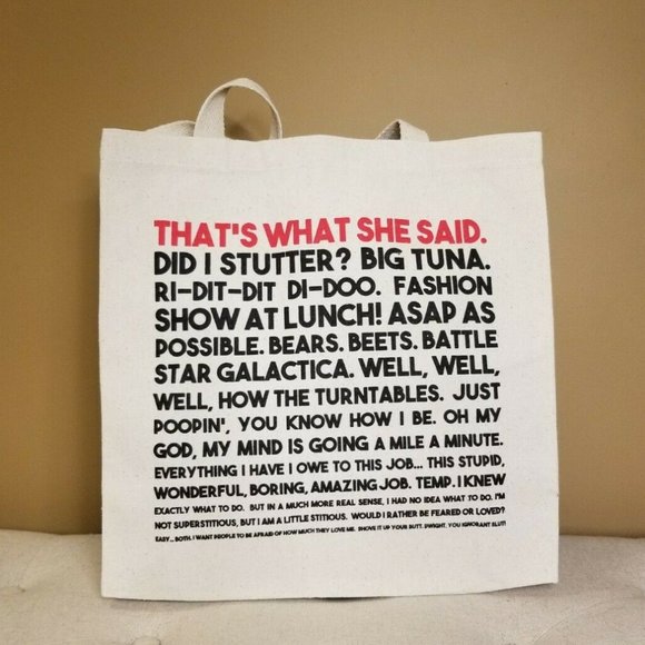 THE OFFICE Canvas Tote Bag Character Quotes NEW - Picture 1 of 9